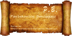 Pavlekovics Benignusz névjegykártya